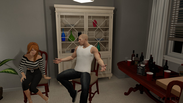 House Party 游戏截图：后院泳池派对场景